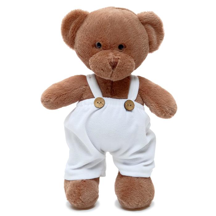 фото Мягкая игрушка "мишка аха шоколад, в белом комбинезоне", 33 см 904533s-20 unaky soft toy