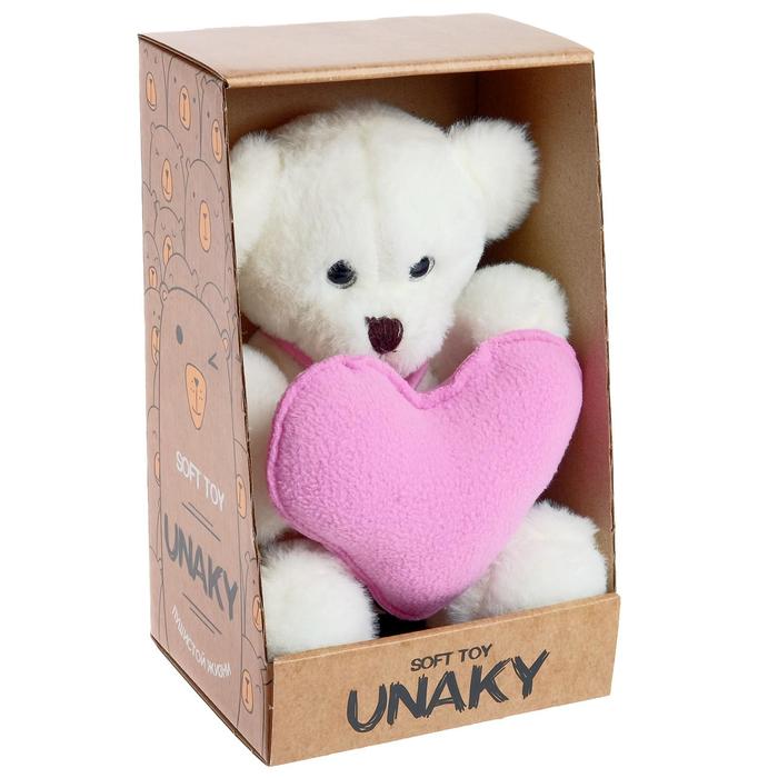 Мягкая игрушка «Медвежонок Кавьяр с розовым сердцем», 18 см