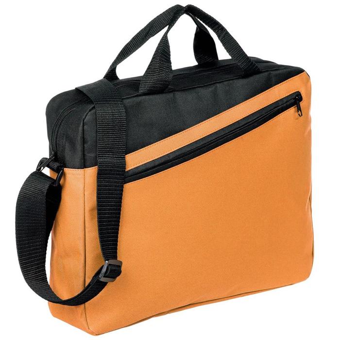 Конференц-сумка Unit Diagonal оранжево-черная, 38x30x8 см