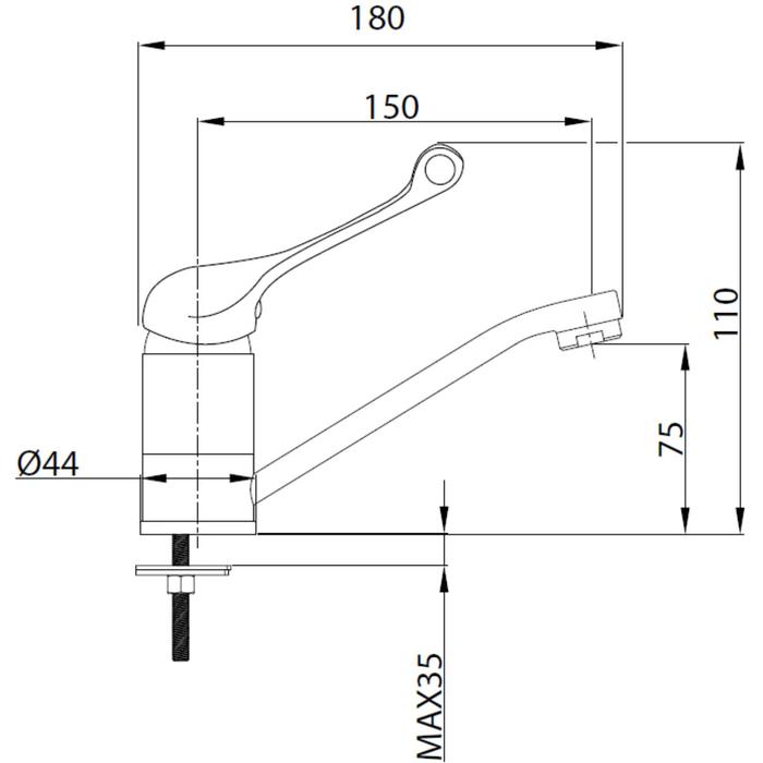 Смеситель для кухни Istok life Standard 0402.975, хирургическая ручка, излив 150 мм, хром