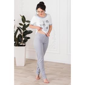 

Пижама женская (футболка, брюки), цвет серый, размер 50