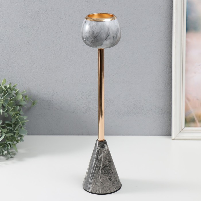 Подсвечник металл на 1 свечу Серый мрамор 45.5х8.5х8.5 см подсвечник на 1 свечу лотос 2н размер 2 5х7 5см металл серый