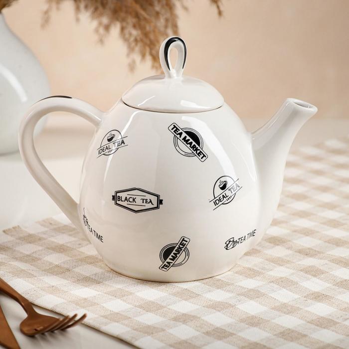 фото Чайник для заварки "петелька", белый, чай, 0.8 л, микс керамика ручной работы
