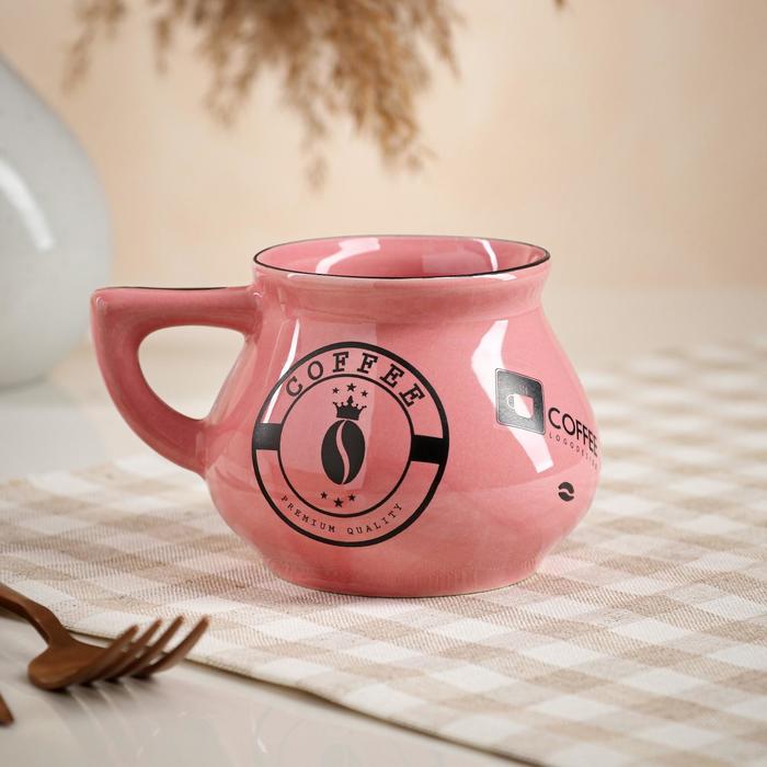 фото Кружка "кофе" 0,3 л, розовая керамика ручной работы