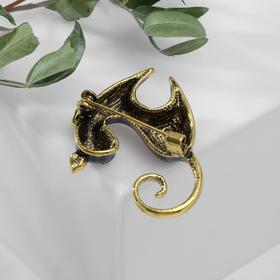 

Брошь "Кошечка" ласковая, цвет чёрный в чернёном золоте