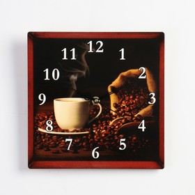 Часы настенные 'Ароматный кофе', квадратные, плавный ход Ош
