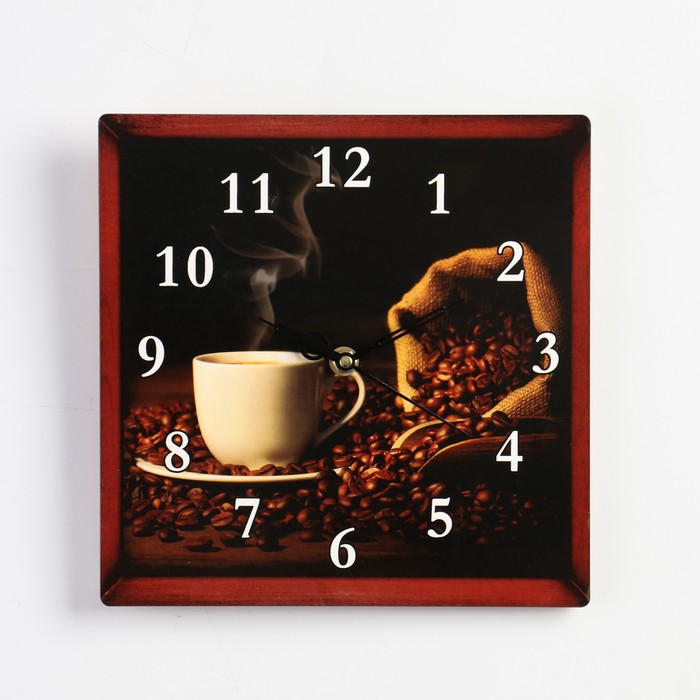 Часы настенные Ароматный кофе, квадратные, плавный ход