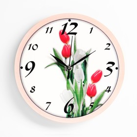Часы настенные "Тюльпаны", плавный ход, 23.5 х 23.5 см