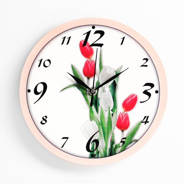 Часы настенные Тюльпаны, дискретный ход, d-23. см