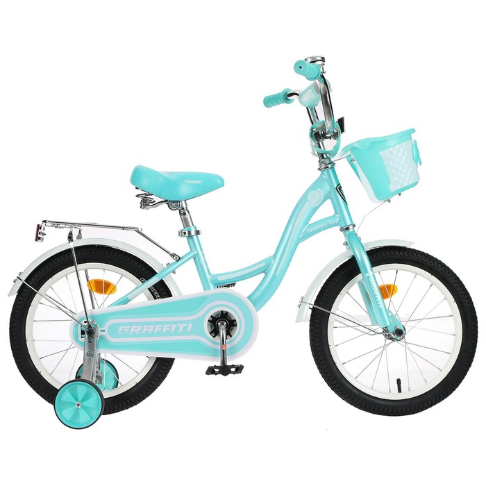 Велосипед 14 GRAFFITI Premium Girl, цвет мятный/белый