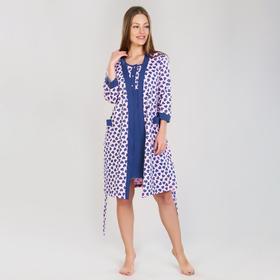 

Комплект женский (халат, сорочка), цвет синий, размер 50