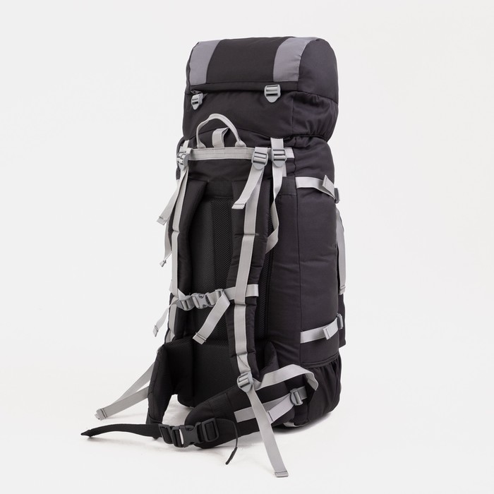 фото Рюкзак туристический, 70 л, отдел на шнурке, наружный карман, 2 боковые сетки, цвет чёрный/серый taif