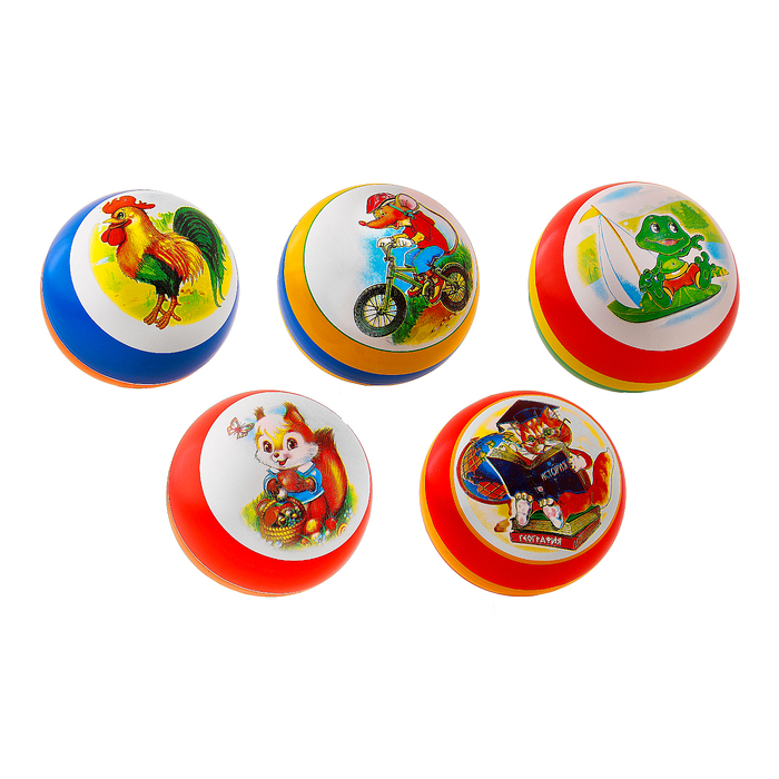 Мяч лакированный с рисунком, диаметр 200 мм, МИКС