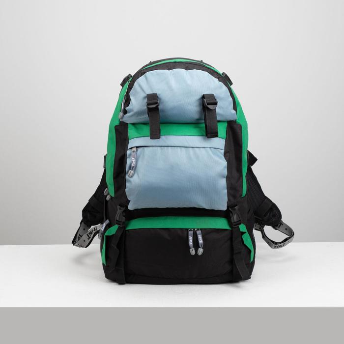 фото Рюкзак туристический, 50 л, отдел на молнии, 3 наружных кармана, цвет чёрный/зелёный/серый taif