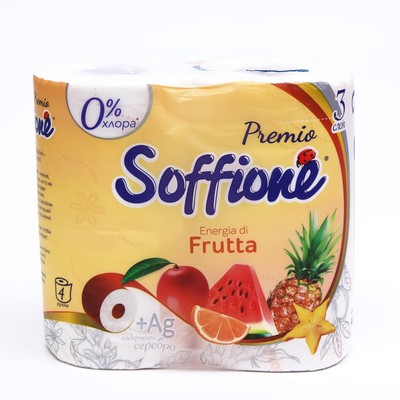 Туалетная бумага Soffione Premio Energia Di Frutta, 3 слоя, 4 рулонов