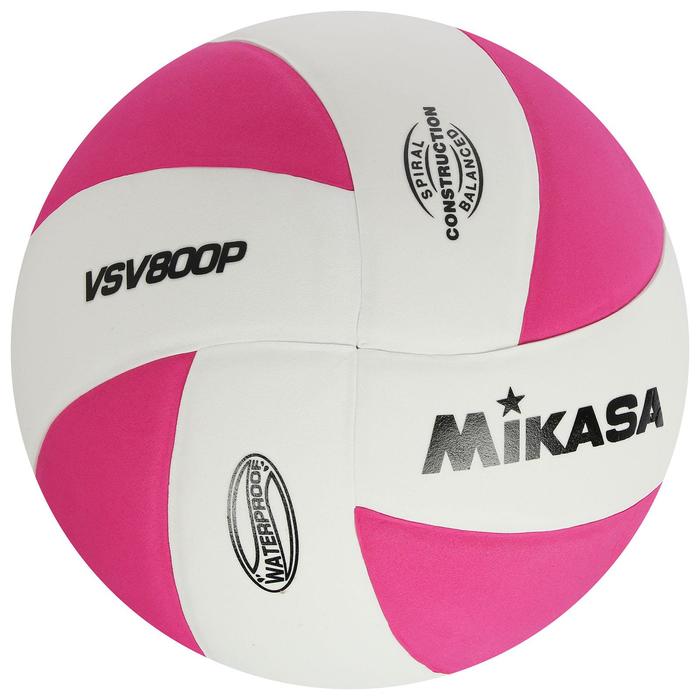 фото Мяч волейбольный mikasa vsv800 p, размер 5, тпе, клеенный, 8 панелей, бутиловая камера, цвет белый/розовый