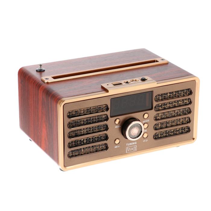 Портативная караоке система MAX MR362 Wood, 2х4.5ВТ, FM, USB, BT, 1200 мАч