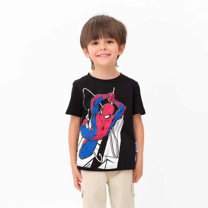 Футболка детская Человек-Паук, рост 98-104, черный футболка детская marvel человек паук рост 98 104 30 цвет красный чёрный
