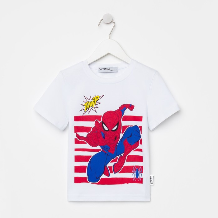 Футболка детская Человек-Паук, рост 110-116, белый футболка детская человек паук рост 122 128 белый