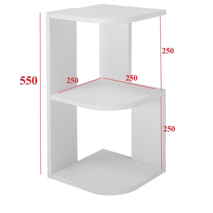 фото Полка угловая настольная и навесная лео №3, 250х250х550, белый клик мебель