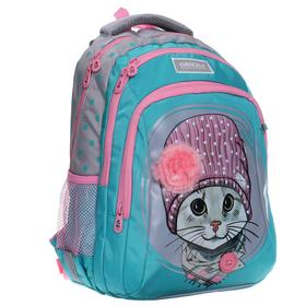 

Рюкзак школьный, Grizzly RG-162, 41x27x20 см, эргономичная спинка, отделение для ноутбука, «Котик»