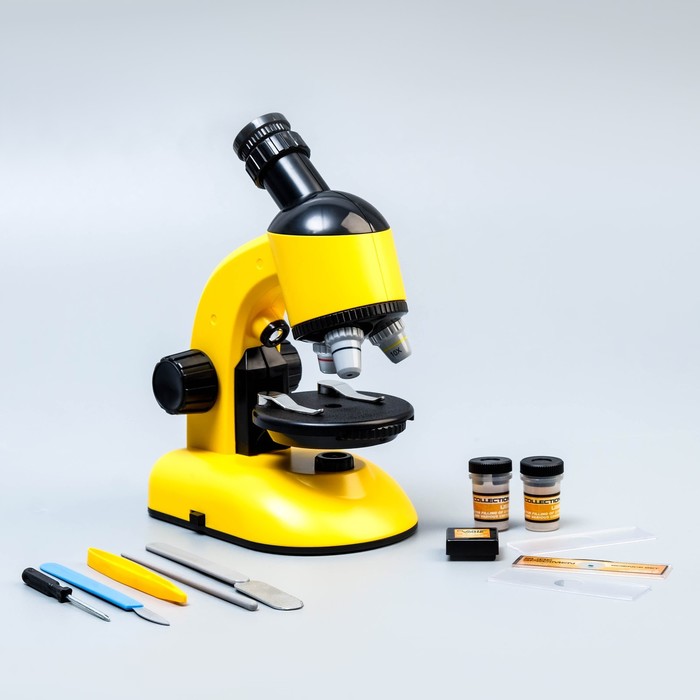 Микроскоп Юный ученый кратность до х1200, желтый, подсветка микроскоп детский юный ботаник кратность х100 х400 х1200 подсветка