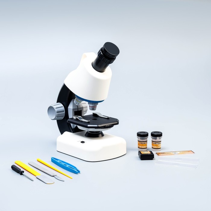 Микроскоп Юный биолог кратность до х1200, белый, подсветка микроскоп юный ботаник кратность до х1200 синий подсветка