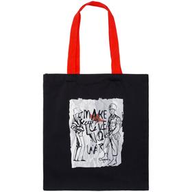 

Холщовая сумка Make Love ver.2 черная с красными ручками, сумка: 35х40 см, ручки: 70х3 см