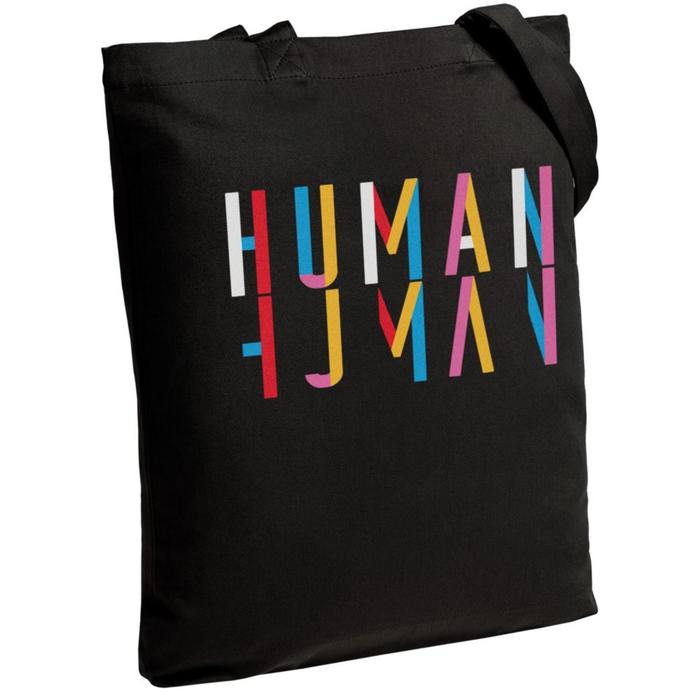 

Холщовая сумка Human черная, 35х38х6 см, ручки: 54х2,5 см