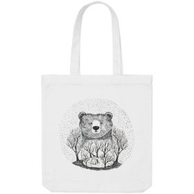

Холщовая сумка Bear молочно-белая, 35х38х6 см, ручки: 54х2,5 см