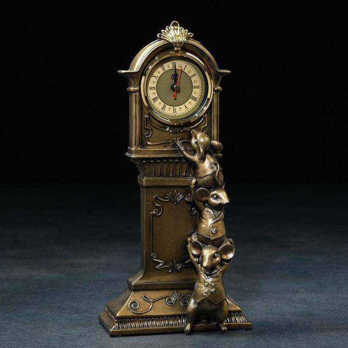 Часы настольные каминные Часы с мышками, 9 х 16 х 34 см, бронзовые часы настольные каминные лошадь 40 х 31 х 15 см золото
