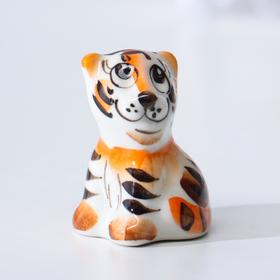 Сувенир Тигр 'Джон', 4 см, гжель, цвет Ош