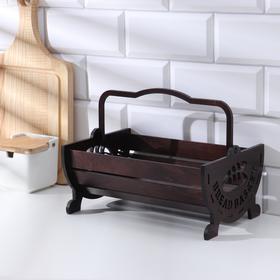 Хлебная корзинка деревянная "Плетёнка", с ручкой, цвет орех, 26.5×18.5×12.5 см
