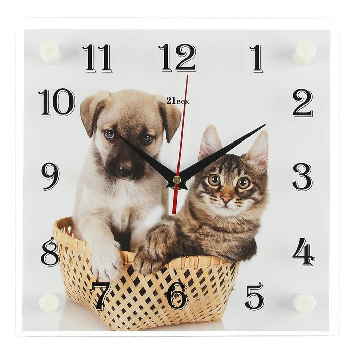 Часы настенные "Щенок с котенком"