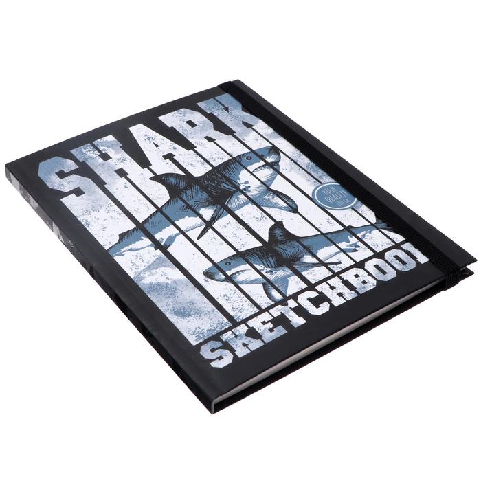 

Скетчбук А5, 40 листов Shark, твёрдая обложка, матовая ламинация, выборочный лак, резинка, блок 100 г/м²