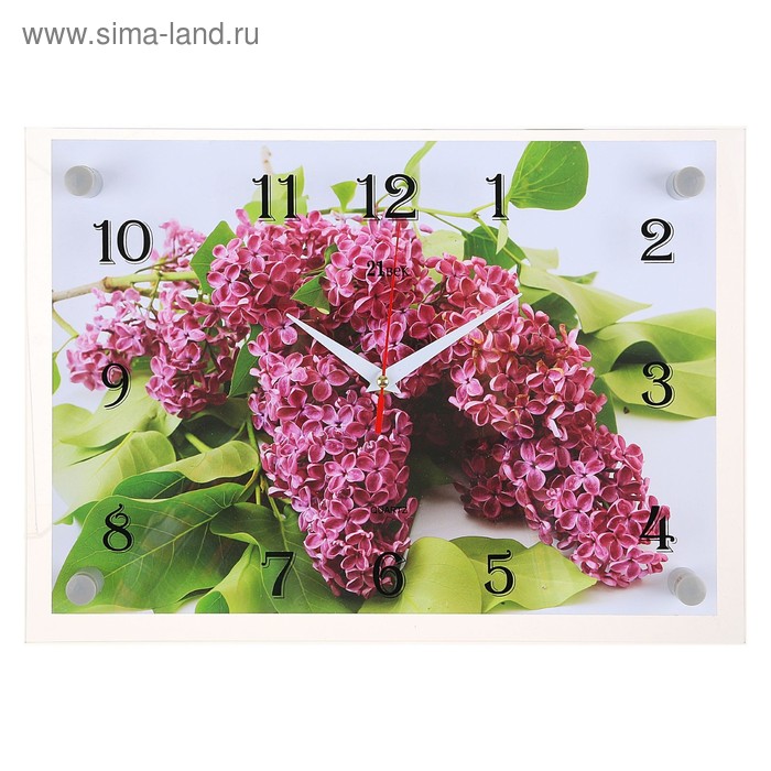 Часы-картина настенные, серия: Цветы, Веточка сирени, плавный ход, 25 х 35 см