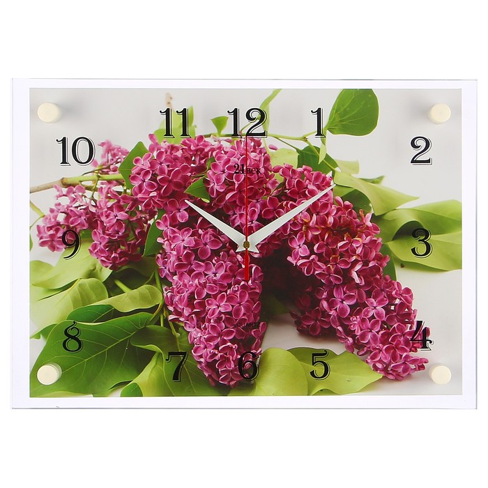 Часы настенные прямоугольные "Веточка сирени", 25х35 см