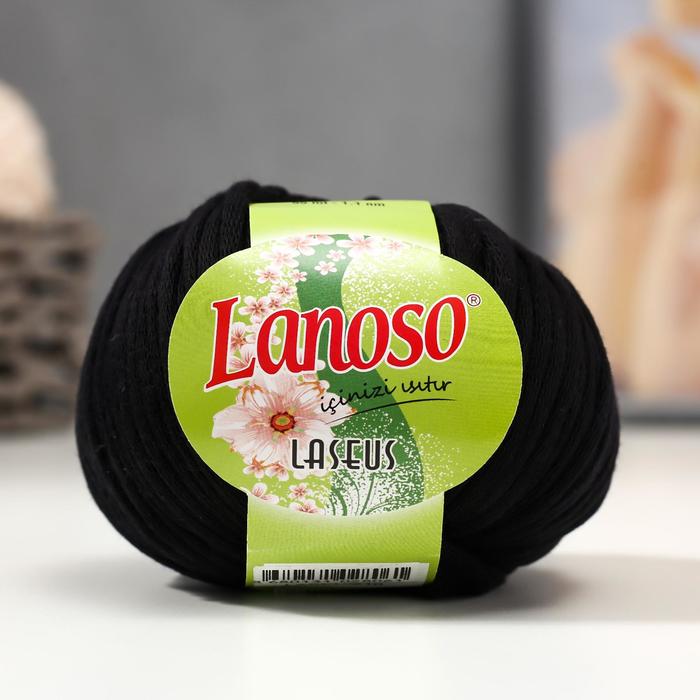 Пряжа Laseus 70 хлопок 30 полиэстер 55м50гр 960 чёрный 72₽