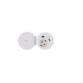 

Блок розеток mebax 51, 1 секция, 2 USB, механический, d=80 мм, цвет серебро/белый