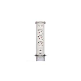 

Блок розеток mebax 105J, 3 секции, 2 USB, автоматический, d=60 мм, цвет серебро/белый