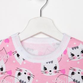 

Пижама для девочки НАЧЁС, цвет розовый/рис. кошечки, рост 104-110 см