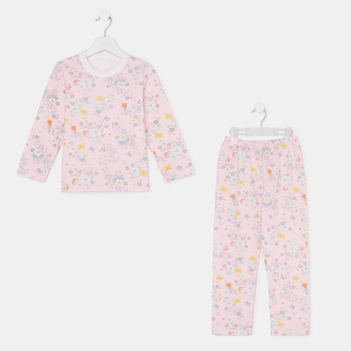 Пижама для девочки НАЧЁС, цвет розовый/цветочек, рост 92 см