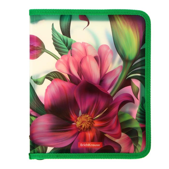 

Папка для тетрадей А5+, молния вокруг, пластиковая 0.55, ErichKrause Tropical Flower