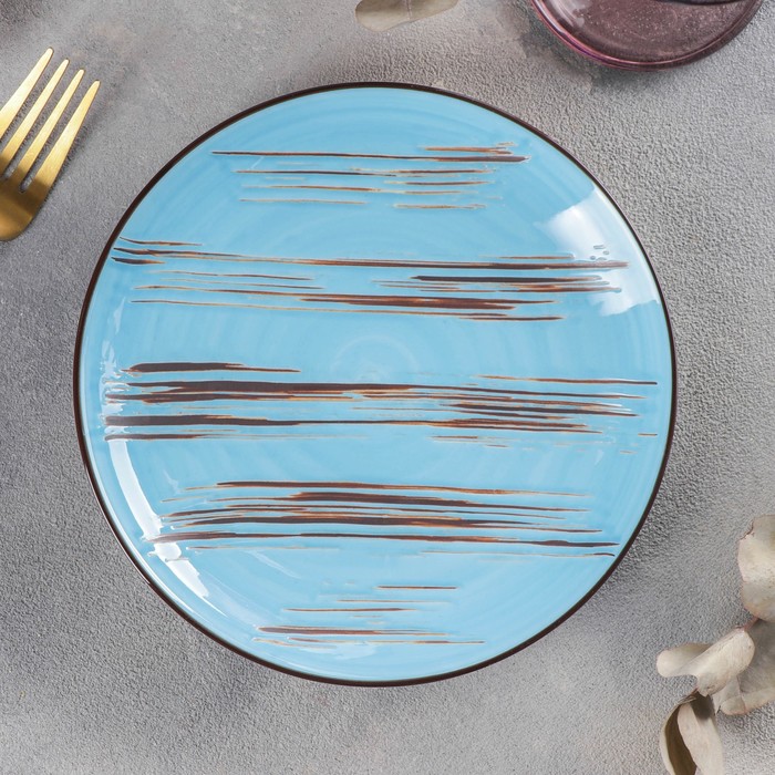Тарелка фарфоровая десертная Wilmax Scratch, d=17,5 см, цвет голубой тарелка фарфоровая десертная wilmax юлия высоцкая d 20 см цвет белый