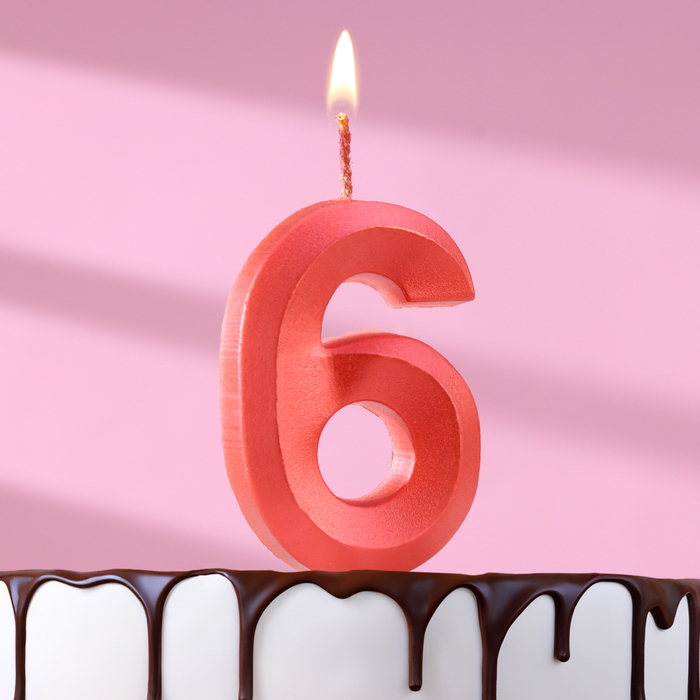 Свеча в торт Грань, цифра 6, красный металлик, 6,5 см свеча в торт грань цифра 6 золотой металлик 6 5 см