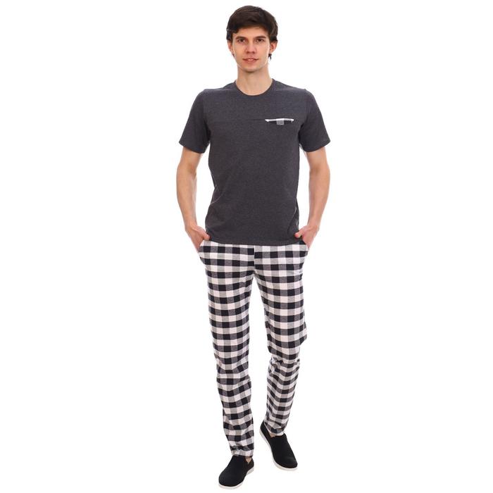 фото Костюм мужской (футболка, брюки) цвет антрацит, размер 50 трикотаж с любовью