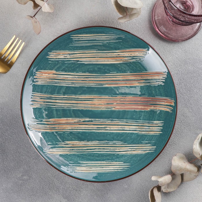 Тарелка фарфоровая обеденная Wilmax Scratch, d=22,5 см, цвет зелёный тарелка фарфоровая десертная wilmax scratch d 17 5 см цвет голубой