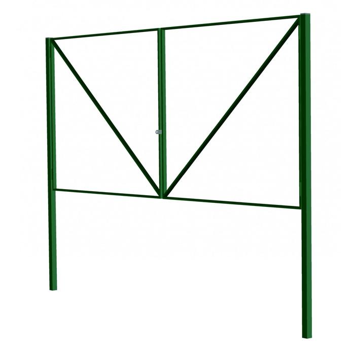 Ворота распашные без заполнения УНИВЕРСАЛ 4х1,8 м, с проушиной, цвет зеленый