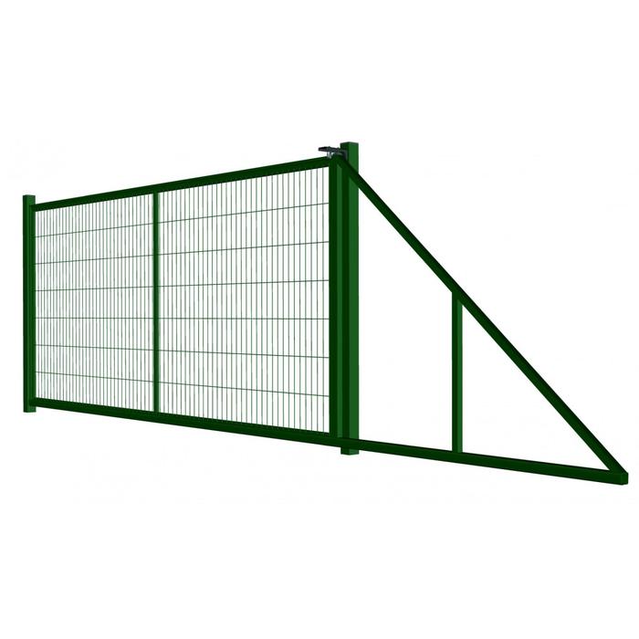Ворота откатные, сетка, 4 × 1,8 м, с проушиной, зелёные ворота откатные с направляющей модель 4 5x1 9