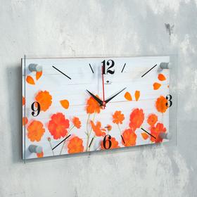 Часы настенные "Оранжевые цветы", плавный ход от Сима-ленд